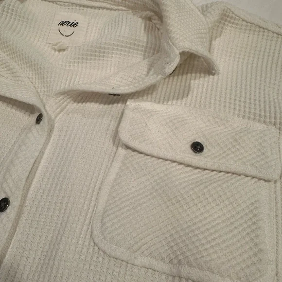 Aerie Cream Button-Up Shirt Jacket - Picture 3 of 5